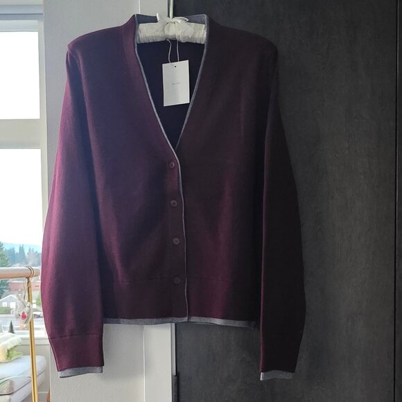 OAK + FORT Sweaters - OAK + FORT Layered Button Front Cardigan Size Medium NWT